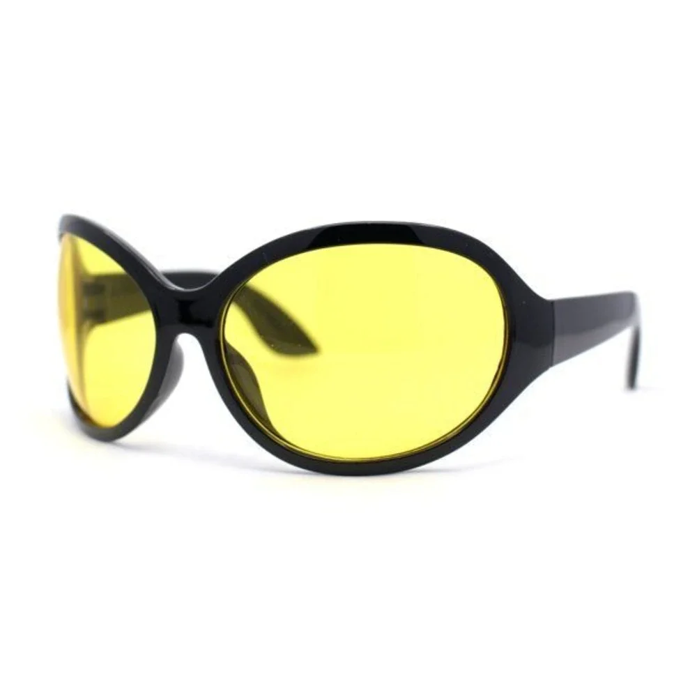 Yellow Sunglasses Men Fashion Designer Beach Festival Oversized Wrap Around‎ New